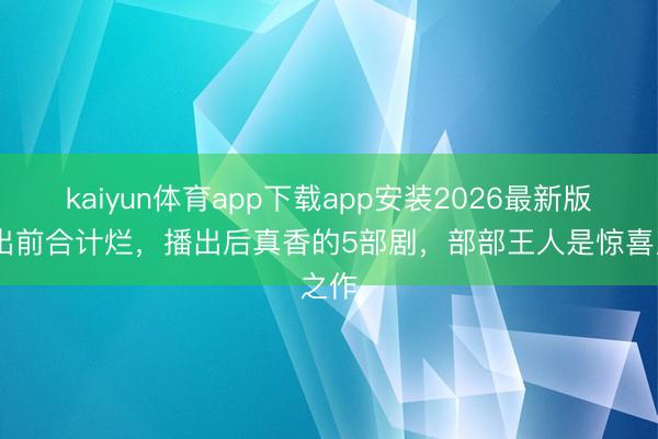 kaiyun体育app下载app安装2026最新版 播出前合计烂，播出后真香的5部剧，部部王人是惊喜之作