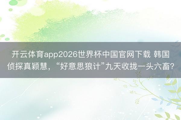 开云体育app2026世界杯中国官网下载 韩国侦探真颖慧,“好意思狼计”九天收拢一头六畜?