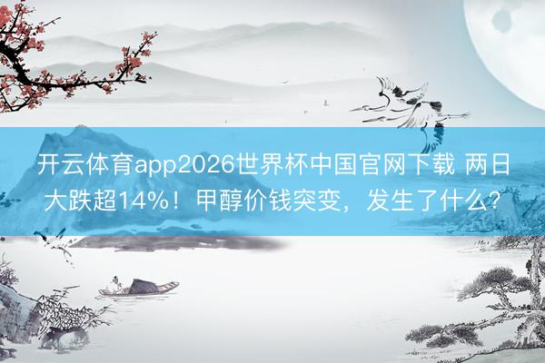 开云体育app2026世界杯中国官网下载 两日大跌超14%！甲醇价钱突变，发生了什么？