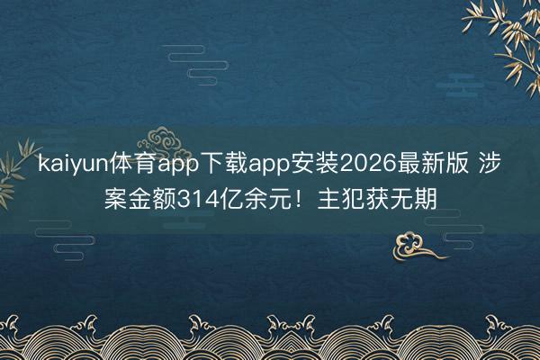 kaiyun体育app下载app安装2026最新版 涉案金额314亿余元！主犯获无期